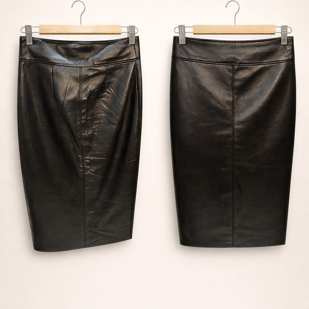 Babaton Black Vegan Leather Pencil Skirt